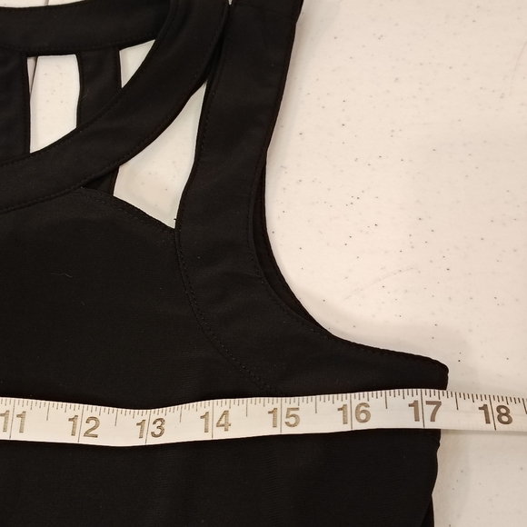 A.U.W Strappy Black Sleeveless Stretch Blouse Top  Women Medium 90s Witchy Chic - Picture 8 of 9